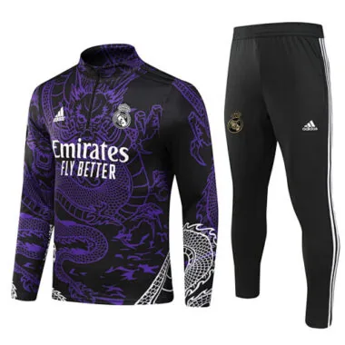 23-24 Real Madrid Purple Training Suit Long Sleeve Sweat Kits