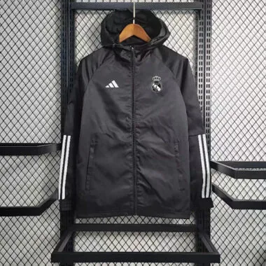 23-24 Real Madrid Windbreaker Black Sleeve Jackets