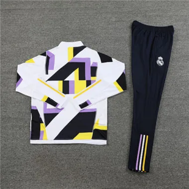 2023/24 Real Madrid White&Black Long Sleeve Training Suit