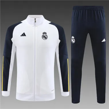 23-24 Real Madrid White Kits Long Sleeve Training Suit