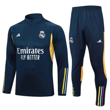 23-24 Real Madrid Long Sleeve Half-Pull Navy Training Suit