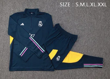 23-24 Real Madrid Long Sleeve Half-Pull Navy Training Suit