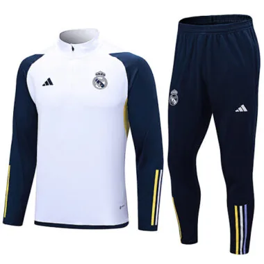 23-24 Real Madrid Long Sleeve White Half-Pull Training Suit