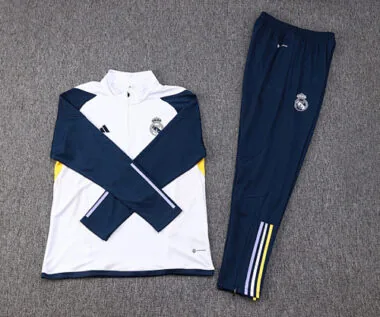 23-24 Real Madrid Long Sleeve White Half-Pull Training Suit