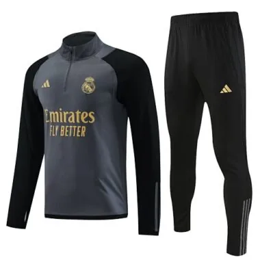 23-24 Real Madrid Long Sleeve Kits Grey Training Suits (5)