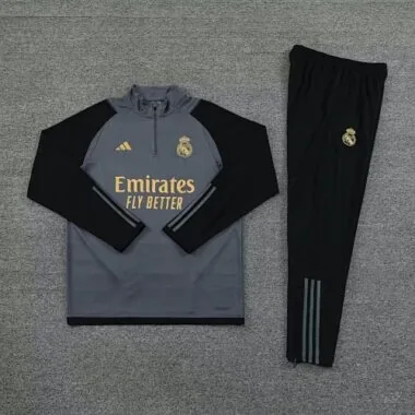 23-24 Real Madrid Long Sleeve Kits Grey Training Suits (5)