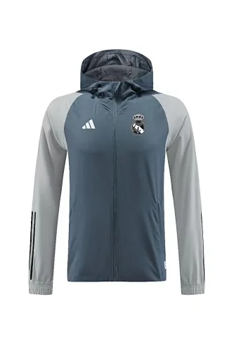 23-24 Real Madrid Hoodies Windbreaker Grey Jackets