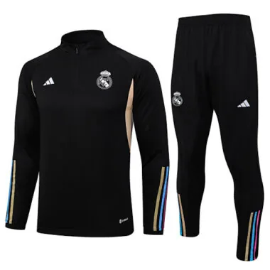23-24 Real Madrid Long Sleeve Kits Black Training Suits