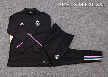 23-24 Real Madrid Long Sleeve Kits Black Training Suits