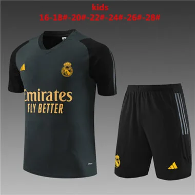 23-24 Real Madrid Kids Kits Black Short Traning Suits