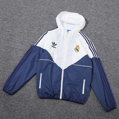 23-24 Real Madrid Hoodies Windbreaker White&Navy Jackets
