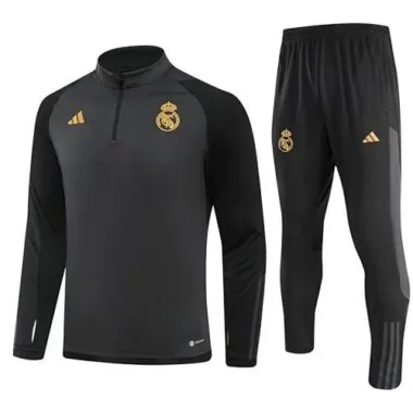 23-24 Real Madrid Long Sleeve Kits Black Training Suit