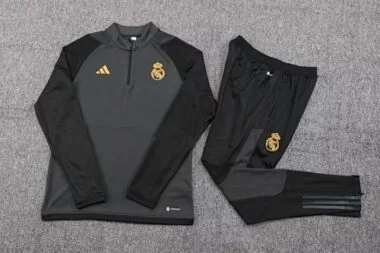 23-24 Real Madrid Long Sleeve Kits Black Training Suit
