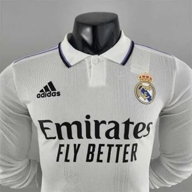 Camiseta de manga larga del Real Madrid para la temporada 22-23, versión de jugador, para jugar en casa