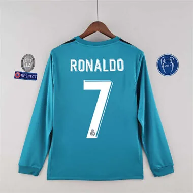17-18 Tercera camiseta de visitante del Real Madrid, manga larga, n.º 2