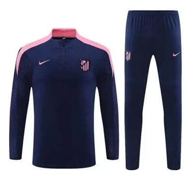 24-25 Atletico Madrid Long Sleeve Tracksuit Navy Training Suits