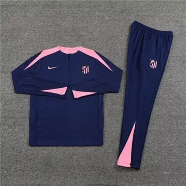 24-25 Atletico Madrid Long Sleeve Tracksuit Navy Training Suits