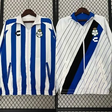 23-24 Santos Laguna Reversible Windbreaker White&Blue Double-Sides Jacket