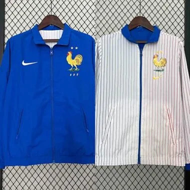 2024 Frankrijk Trenchcoat, omkeerbaar, blauw-wit, dubbelzijdig jasje