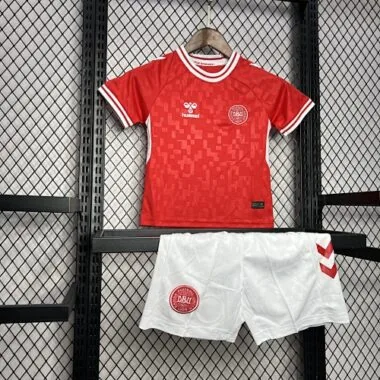 2024 Denmark Home Kid Kits UEFA Euro Youth Apparels