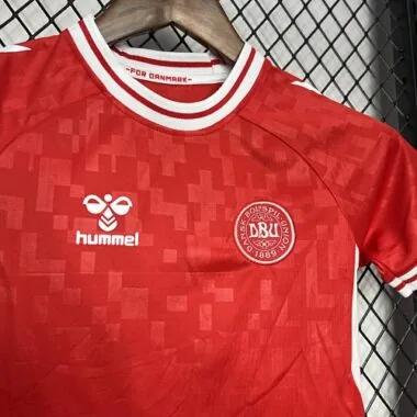 2024 Denmark Home Kid Kits UEFA Euro Youth Apparels