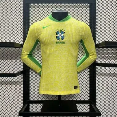 2024 Brazil Home Player Version Long Sleeves Soccer Jerseys