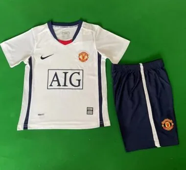 08-09 Retro Kids Manchester United Away Kit Champion League