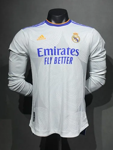 2021-22 Retro Real Madrid Home Kit Player Long Sleeves