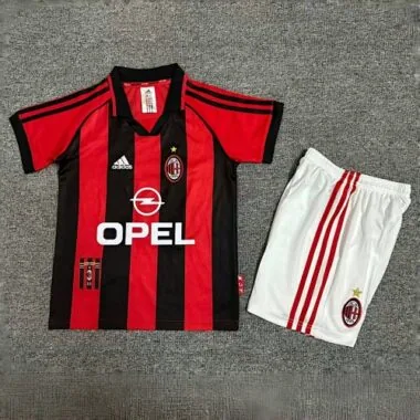 98-99 AC Milan Home Retro Kid Kits Youth Apparels