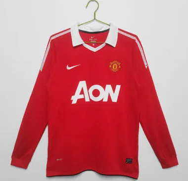 10-11 Manchester United Home Retro Kit Long Sleeve Shirt