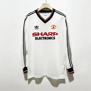 82-83 Manchester United away white long sleeve retro jersey