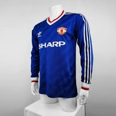86-88 Manchester United away blue long sleeve player version