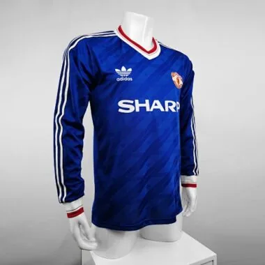 86-88 Manchester United away blue long sleeve player version