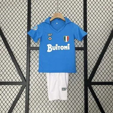 87-88 Napoli Home Kids Retro Kits Maradona Children Shirt