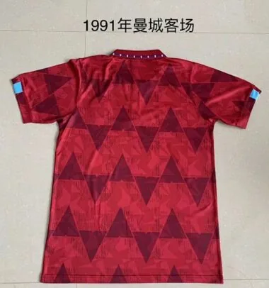 1991 Manchester City away red