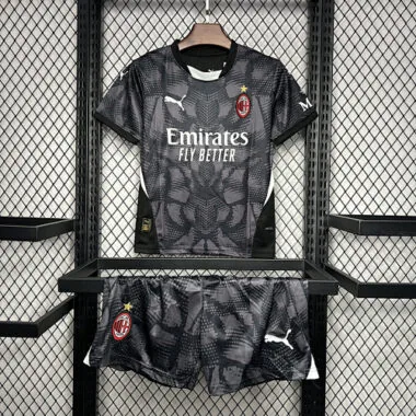 24-25 AC Millan Goalkeeper Kid Kits Black Youth Apparels AAAAJersey Supplier Yupoo