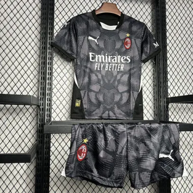 24-25 AC Millan Goalkeeper Kid Kits Black Youth Apparels AAAAJersey Supplier Yupoo