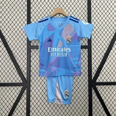 24-25 Real Madrid Goalkeeper Kid Kits Blue Youth Apparels