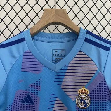 24-25 Real Madrid Goalkeeper Kid Kits Blue Youth Apparels