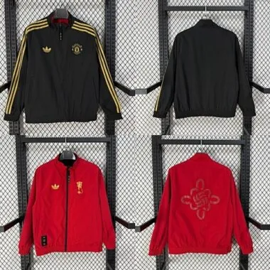 25-26 Manchester United Chinese Knot Reversible Windbreaker Double-Sides Jacket S-3XL