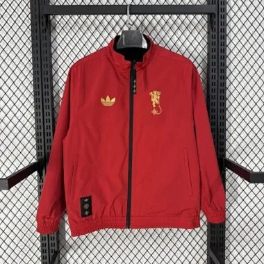 25-26 Manchester United Chinese Knot Reversible Windbreaker Double-Sides Jacket S-3XL