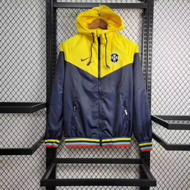 2024 Brazil Yellow and Navy Windbreaker Jacket Football Replicas Yupoo
