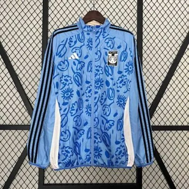 2024 Tigres UANL Beige&Blue Trench Coat Reversible Windbreaker Double-Sides Jacket