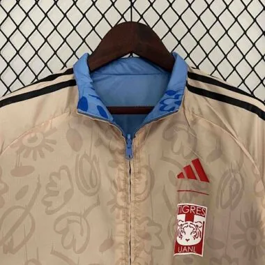 2024 Tigres UANL Beige&Blue Trench Coat Reversible Windbreaker Double-Sides Jacket