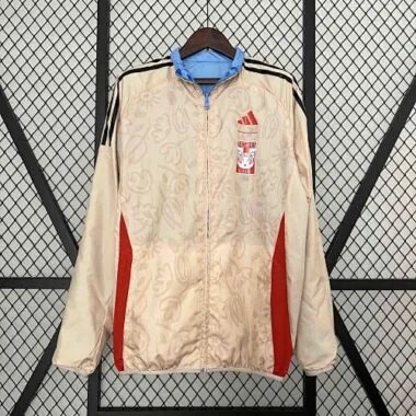 2024 Tigres UANL Beige&Blue Trench Coat Reversible Windbreaker Double-Sides Jacket