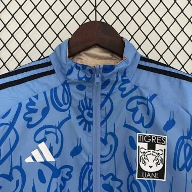 2024 Tigres UANL Beige&Blue Trench Coat Reversible Windbreaker Double-Sides Jacket
