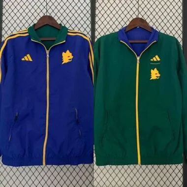 2023/24 Roma Reversible Windbreaker Green&Blue Double-Sides Jacket