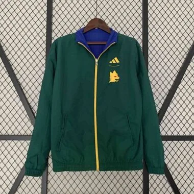 2023/24 Roma Reversible Windbreaker Green&Blue Double-Sides Jacket