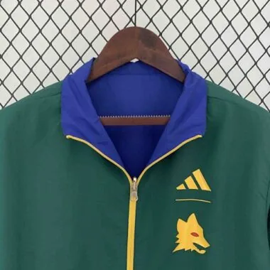 2023/24 Roma Reversible Windbreaker Green&Blue Double-Sides Jacket