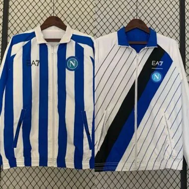23-24 Napoli Reversible Windbreaker White&Blue Double-Sides Jacket